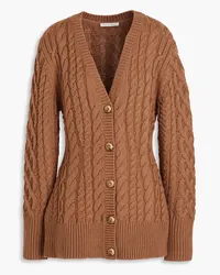 EMILIA WICKSTEAD Cable-knit wool-blend cardigan - Brown Brown