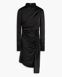 A.L.C. Asymmetric ruched satin-crepe mini dress - Black Black