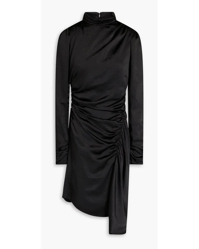 A.L.C. Asymmetric ruched satin-crepe mini dress - Black Black