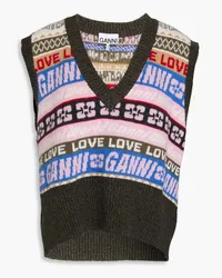 Ganni Intarsia-knit vest - Green Green