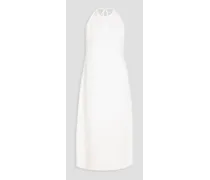 Lyocell and linen-blend halterneck dress - White