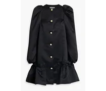 Ruffled satin mini dress - Black