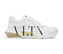 VLTN printed leather sneakers - White