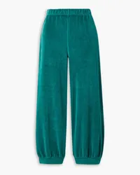 Suzie Kondi Cropped cotton-blend velour track pants - Green Green