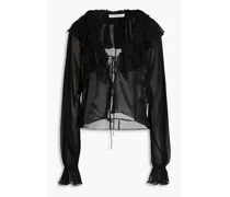 Ruffled georgette blouse - Black