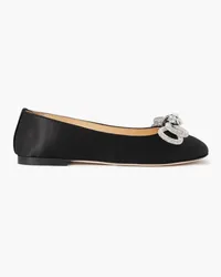 Mach & Mach Double Bow Glitter crystal-embellished satin ballet flats - Black Black