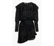 Murai ruffled metallic fil coupé silk-blend chiffon mini dress - Black