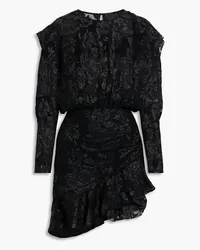 IRO Murai ruffled metallic fil coupé silk-blend chiffon mini dress - Black Black