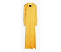 Draped cutout satin gown - Yellow