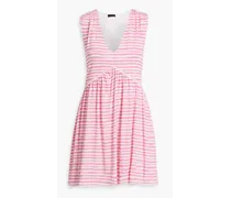 Striped cotton-jersey mini dress - Pink