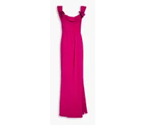 Appliquéd draped crepe gown - Purple
