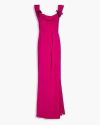 Marchesa Appliquéd draped crepe gown - Purple Purple