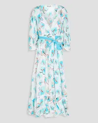 Diane von Furstenberg Roxanna printed cotton-blend poplin midi wrap dress - Blue Blue