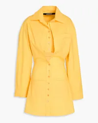 Jacquemus Baunhilha layered stretch-cotton poplin mini shirt dress - Yellow Yellow