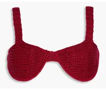 Valentina crocheted Pima cotton bra top - Burgundy