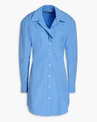 Alexander Wang Cutout ruched cotton-poplin mini shirt dress - Blue Blue