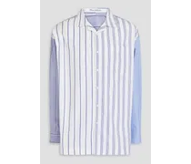 Striped cotton-blend poplin shirt - White