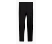 Cropped satin-twill slim-leg pants - Black