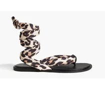 Leather-trimmed padded leopard-print shell sandals - Animal print
