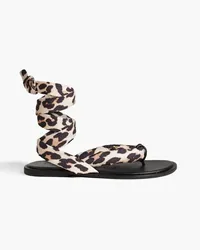 Ganni Leather-trimmed padded leopard-print shell sandals - Animal print Animal