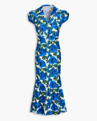 Philosophy Di Lorenzo Serafini Embellished floral-print stretch-jersey midi dress - Blue Blue