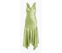 Seline asymmetric draped satin midi dress - Green