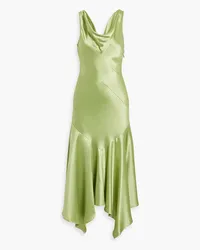 NICHOLAS Seline asymmetric draped satin midi dress - Green Green