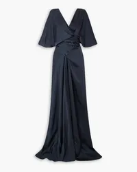 Cortana Martina open-back cupro-satin maxi wrap dress - Blue Blue