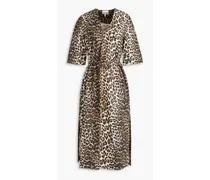 Leopard-print cotton-poplin midi dress - Animal print