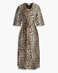 Ganni Leopard-print cotton-poplin midi dress - Animal print Animal