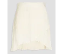 Salsa wrap-effect crinkled bamboo and silk-blend mini skirt - White