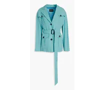 Belted cupro-blend twill jacket - Blue