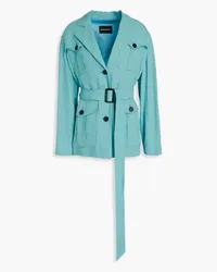 Emporio Armani Belted cupro-blend twill jacket - Blue Blue