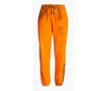 Tie-dyed cotton-terry track pants - Orange