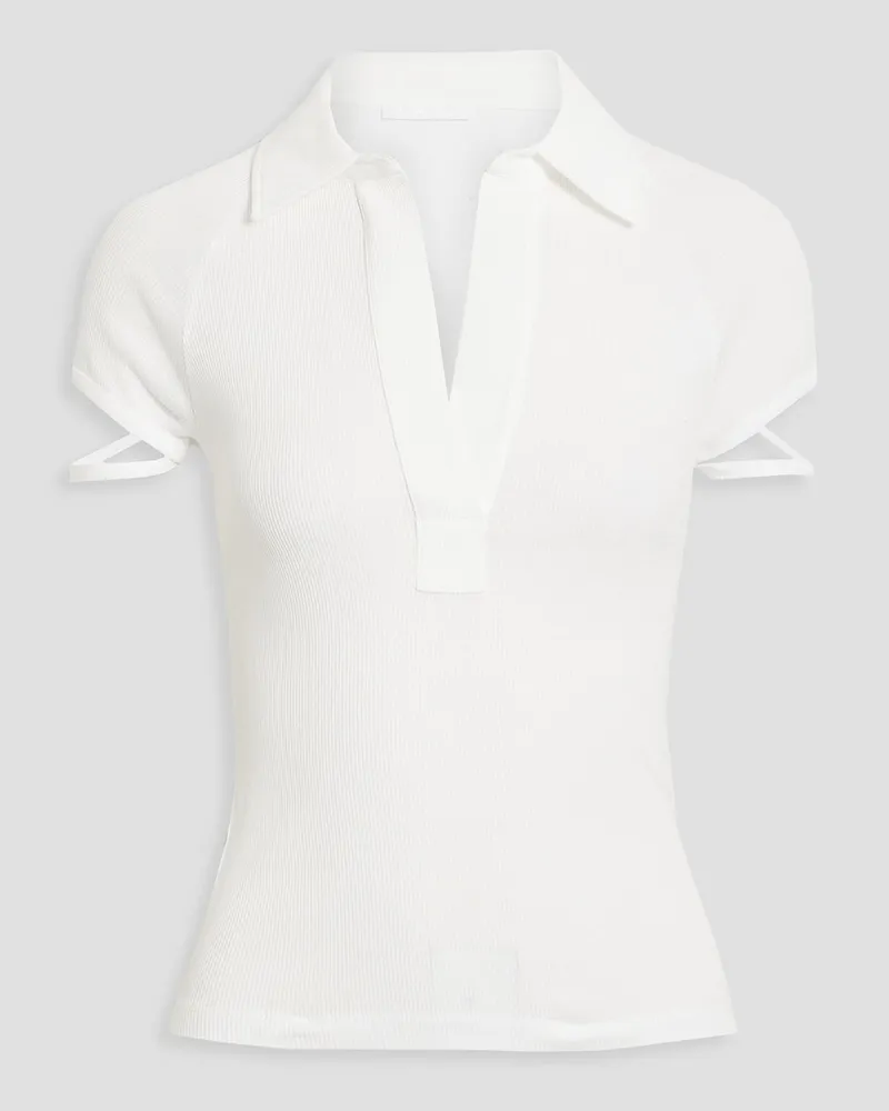 Helmut Lang Ribbed cotton-jersey polo shirt - White White