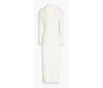 Cristina wrap-effect cutout ribbed-knit midi dress - White