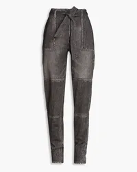 Rag & Bone Mia denim effect-print French cotton-terry tapered pants - Gray Gray