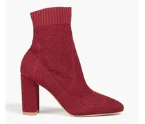 Isa bouclé-knit sock boots - Burgundy