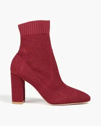 Gianvito Rossi Isa bouclé-knit sock boots - Burgundy Burgundy