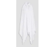 Pleated woven midi shirt dress - White
