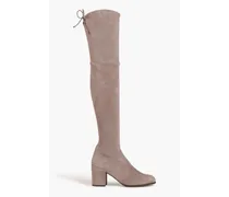 Suede thigh boots - Neutral