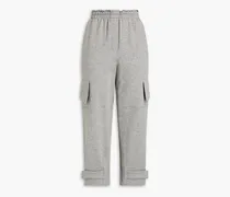 Cropped French cotton-blend terry track pants - Gray