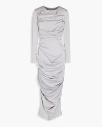 Alex Perry Draped satin midi dress - Gray Gray