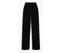 Brushed wool-twill wide-leg pants - Black