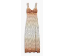 Metallic crochet-knit maxi dress - Orange