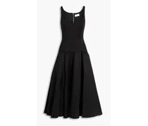 Pleated woven midi dress - Black