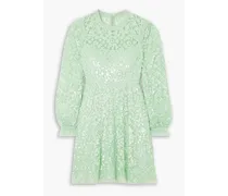 Mirabelle ruffled sequin-embellished tulle mini dress - Green
