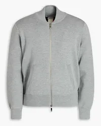 Thom Browne Striped merino wool zip-up cardigan - Gray Gray