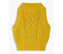 Millie cable-knit silk and cotton-blend vest - Yellow