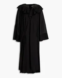 tibi Ruffled cotton-blend mousseline midi dress - Black Black